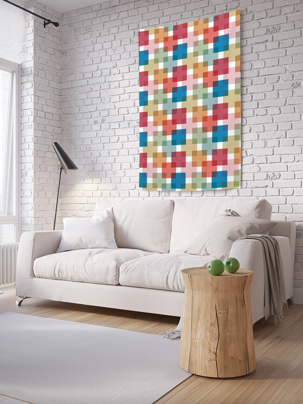 фото Вертикальное фотопанно на стену joyarty "квадратные мозаики", 150x200 см