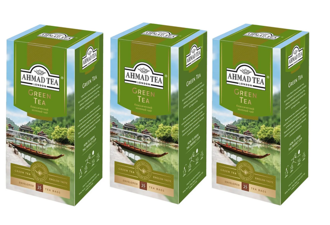 

Чай зеленый Ahmad Tea, 25 пакетиков, 3 упаковки