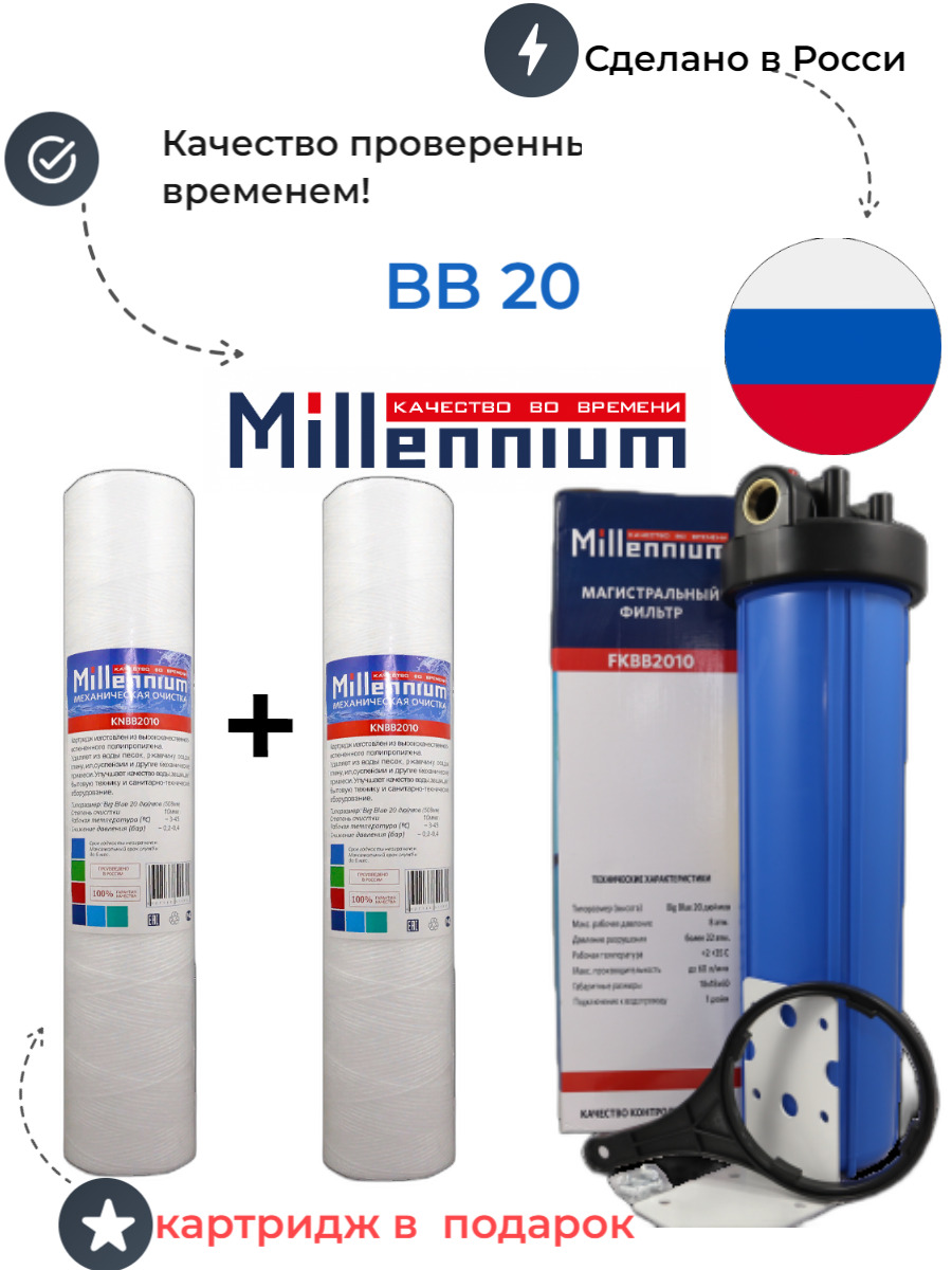 

Колба фильтр магистральный BB20 Millennium FKBB2010, Белый, FKBB2010