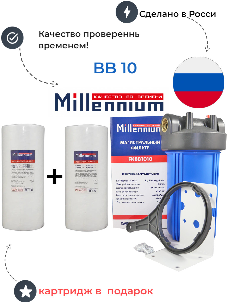 

Колба фильтр магистральный BB10 Millennium FKBB1010, Белый, FKBB1010
