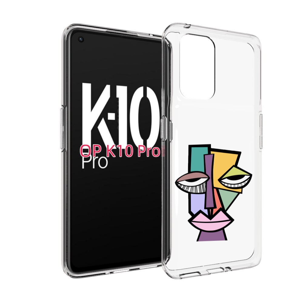 

Чехол MyPads лицо из квадратиков с глазами женский для OPPO K10 Pro, Прозрачный, Tocco