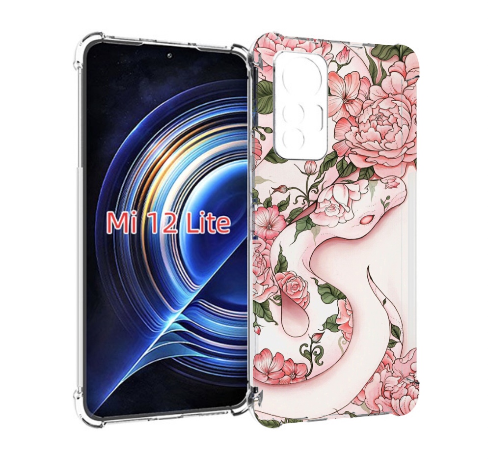 

Чехол MyPads змея-в-розовых-цветах женский для Xiaomi 12 Lite, Прозрачный, Tocco