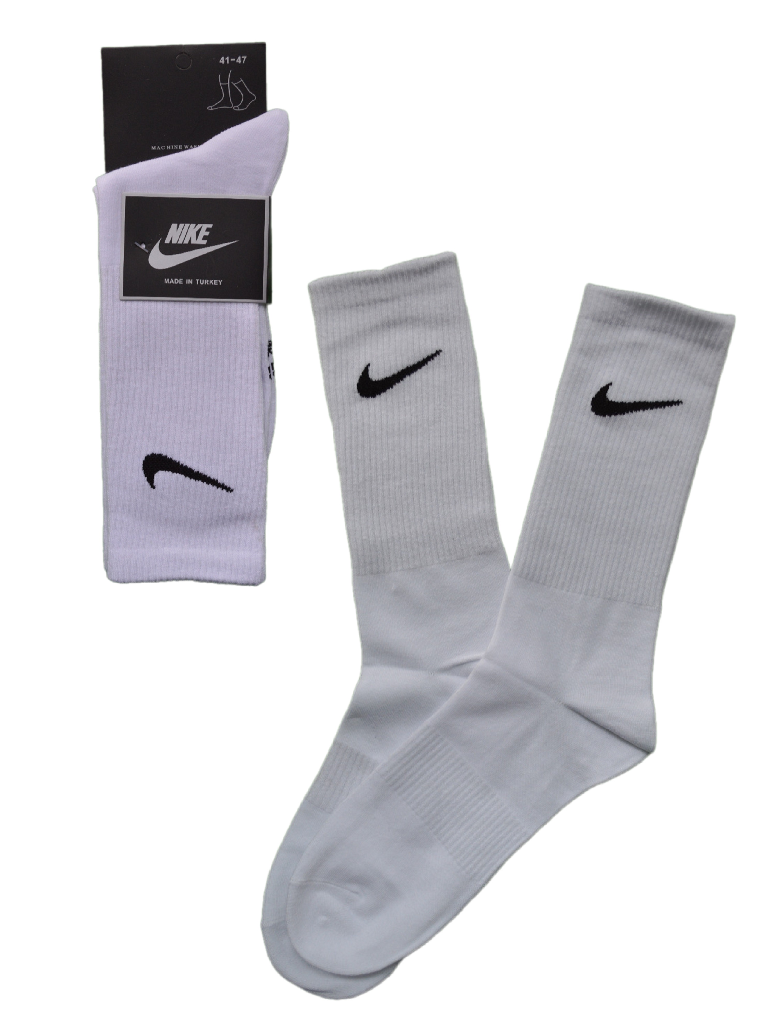 Комплект носков унисекс Nike NI-ND-25-2 белых 41-47, 2 пары