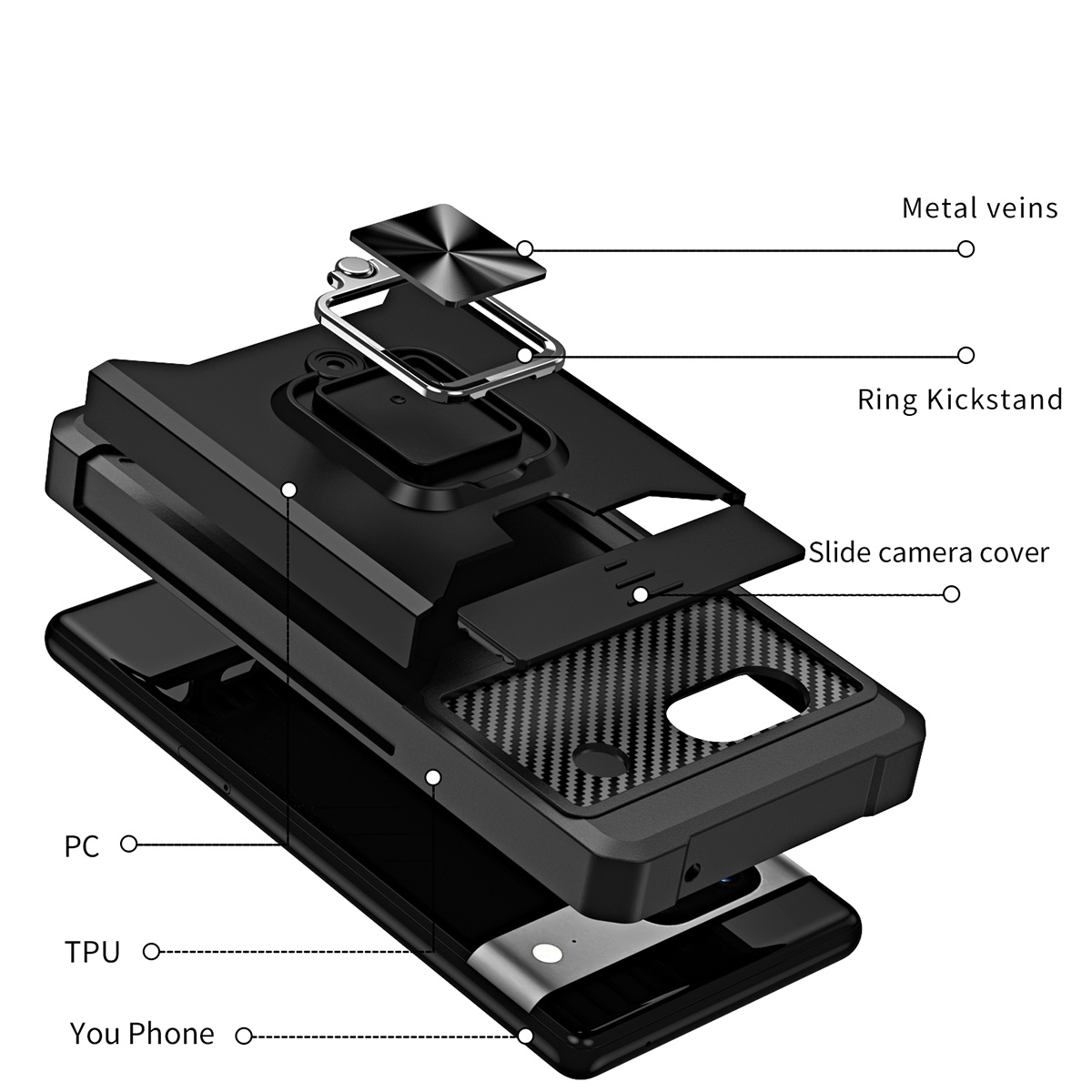 

Противоударный чехол Сard Reader Case для Google Pixel 7A ,черный, 394866124