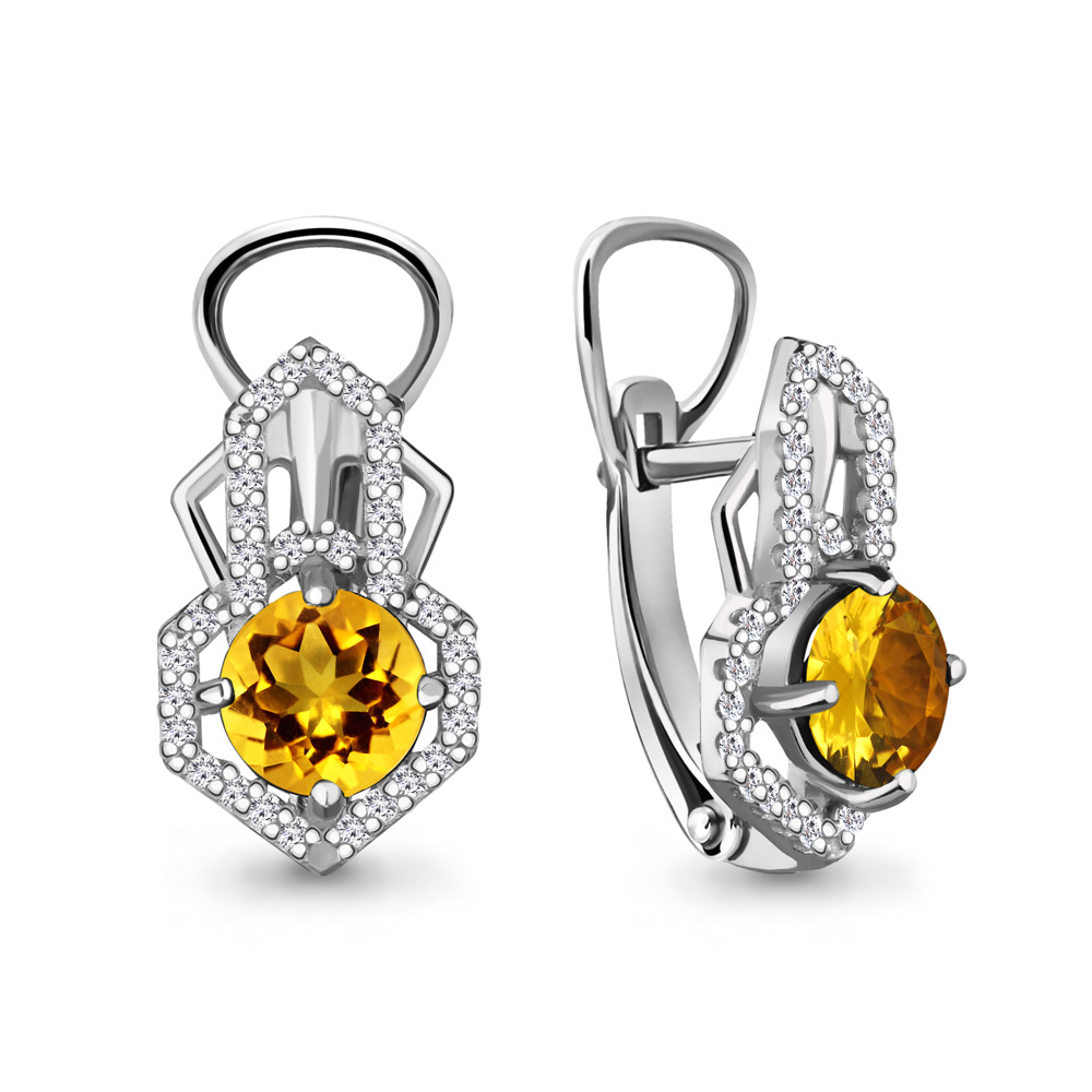 

Серьги из серебра с фианитом Aquamarine 4456806А_925_р, 4456806А_925_р