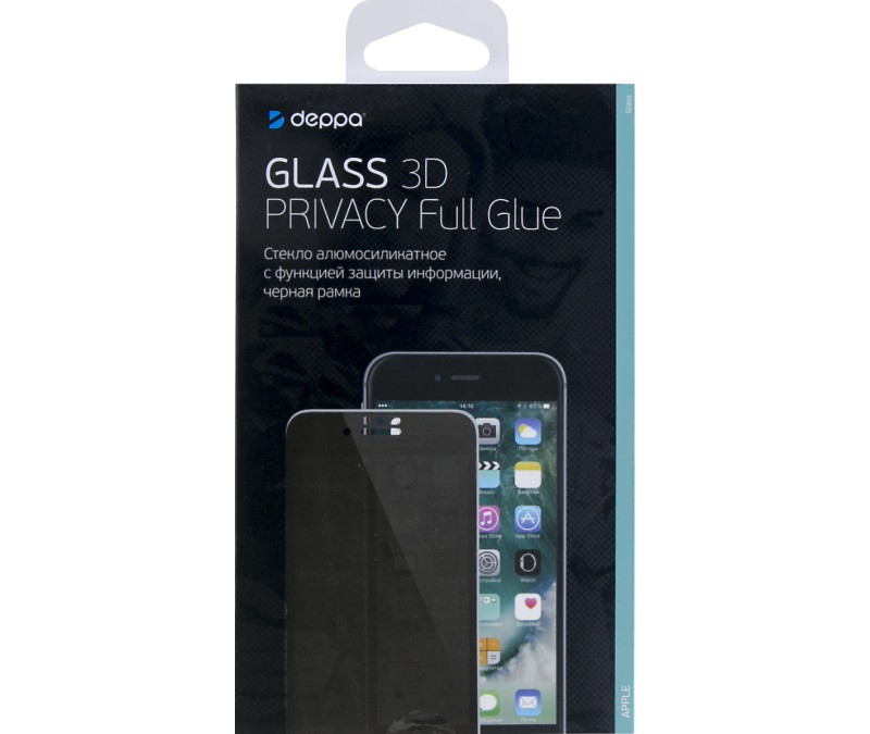 

Защитное стекло Deppa Anti-Spy для Apple iPhone 6/7/8 3D Full Glue (черная рамка), Anti-Spy для Apple iPhone 6/7/8 3D Full Glue черная рамка
