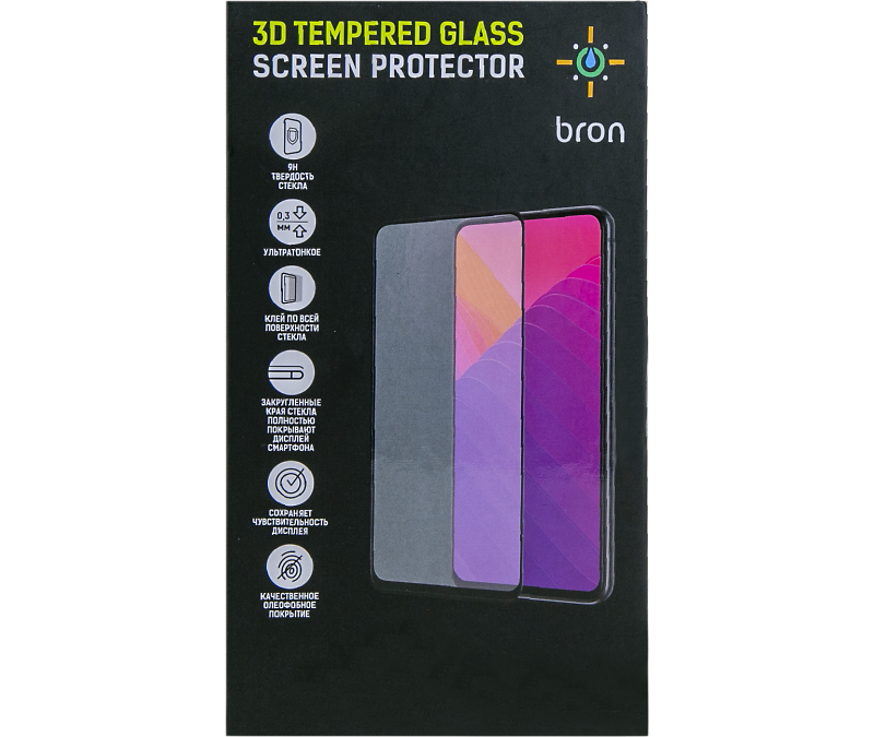 Защитное стекло Bron для Samsung Galaxy A51 3D Full Glue (черная рамка)