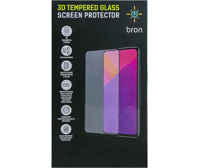 Защитное стекло Bron для Honor 9x Premium 3D Full Glue (черная рамка)