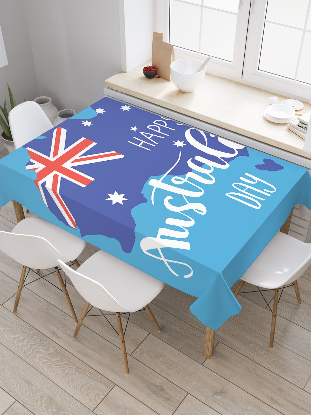 

Скатерть прямоугольная JoyArty "Счастливый день Австралии" из сатена, 120x145 см, Голубой, Счастливый день Австралии