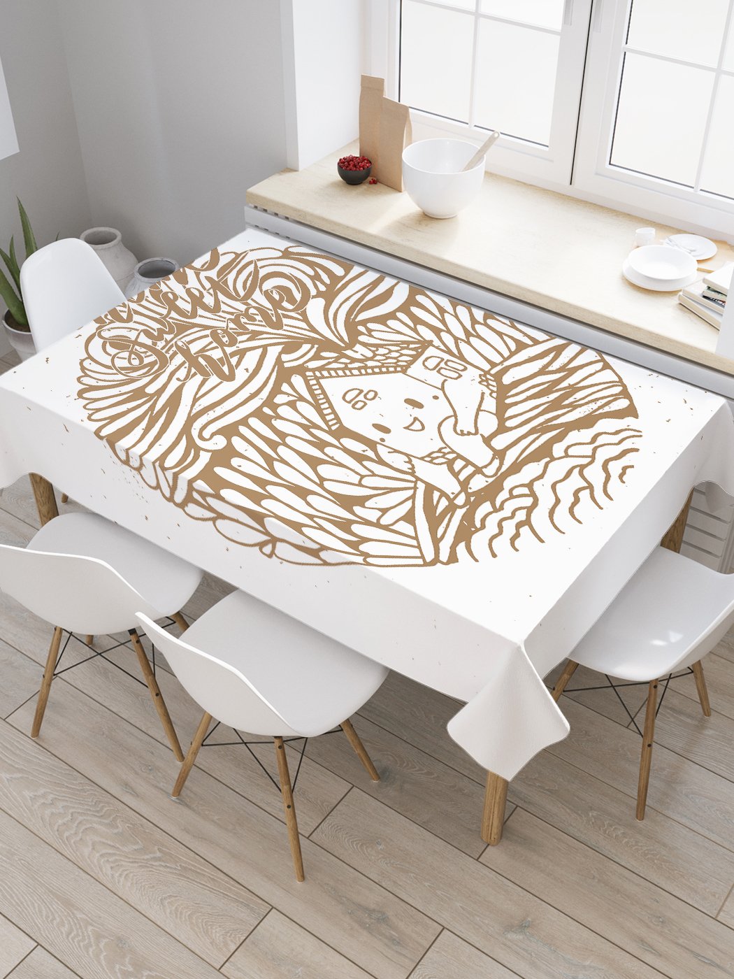 

Скатерть прямоугольная JoyArty "Дом, милый дом" из сатена, 120x145 см, Белый, Дом, милый дом