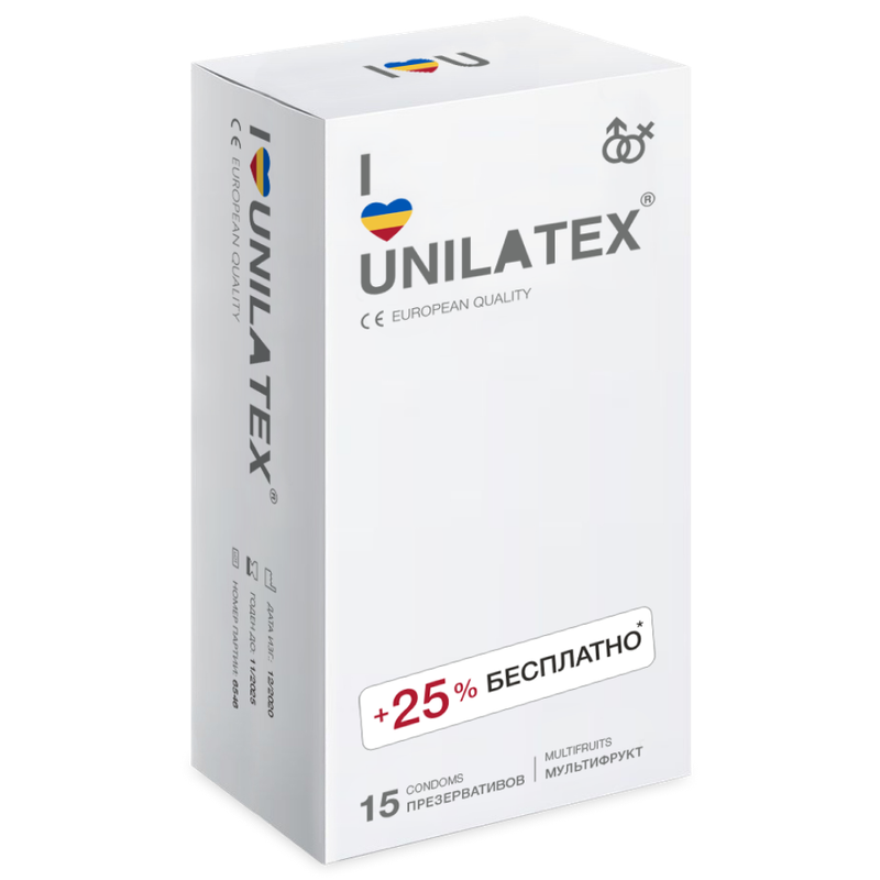 Презервативы Unilatex Multifruits, 15 шт. желтый,  красный,  синий