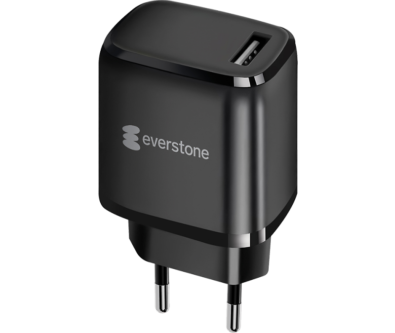 фото Зарядное устройство сетевое everstone ev-ac-usba10 usb 2a, черный