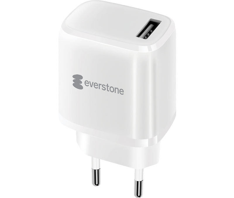 фото Зарядное устройство сетевое everstone ev-ac-usba10 usb 2a, белый