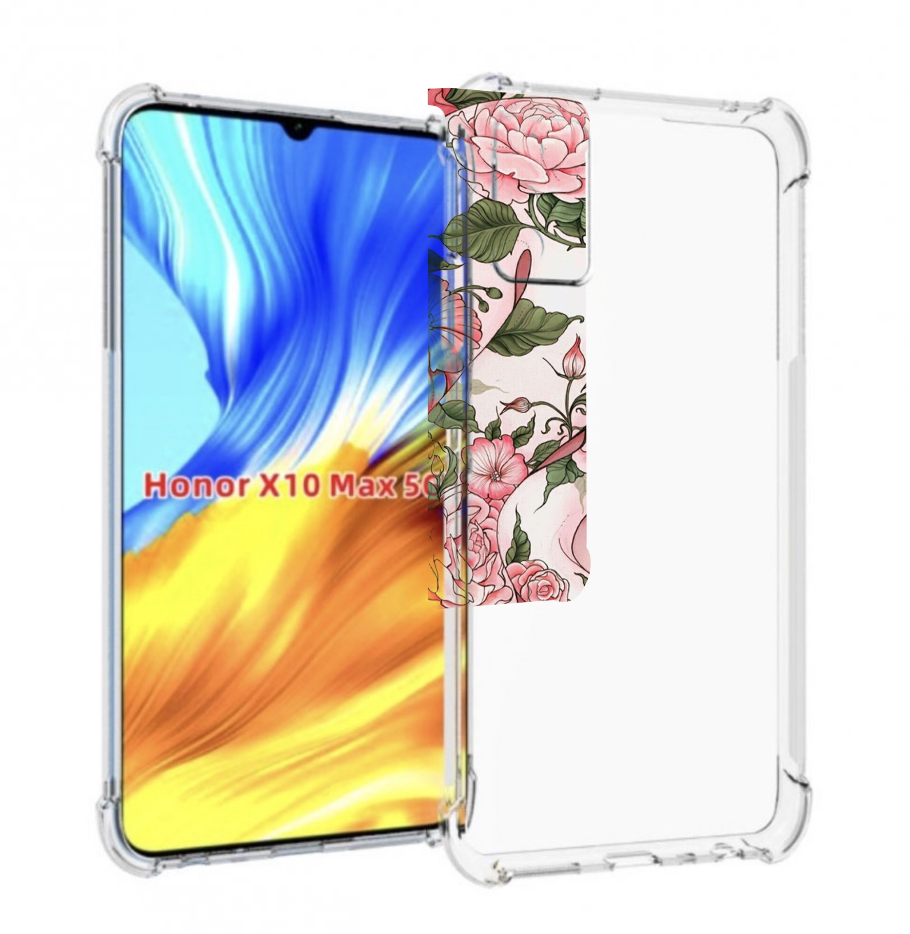 

Чехол MyPads змея-в-розовых-цветах женский для Honor X10 Max, Прозрачный, Tocco