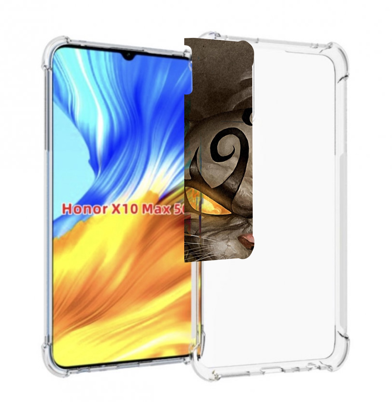 

Чехол MyPads злой котик с желтыми глазами для Honor X10 Max, Прозрачный, Tocco