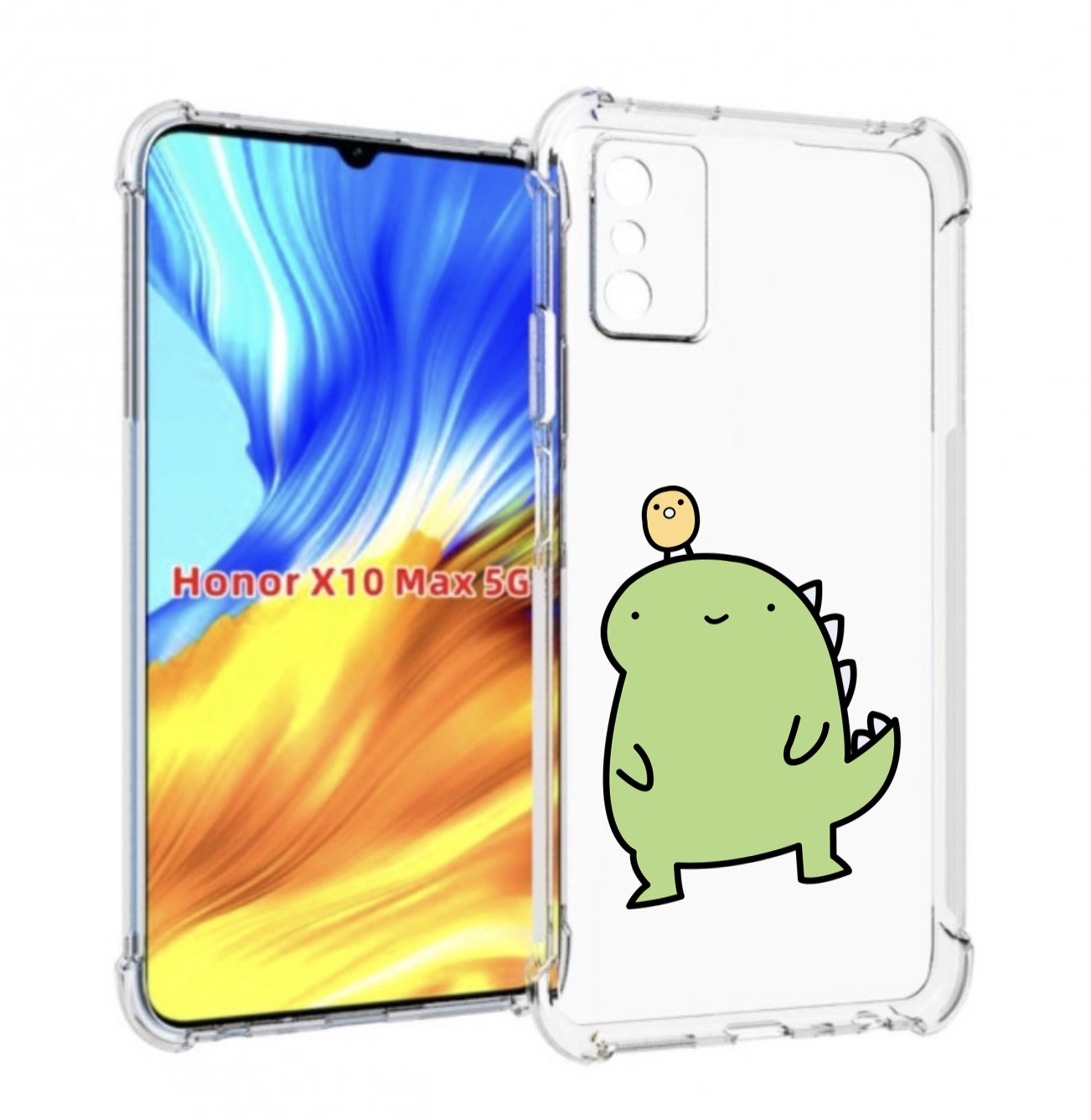 

Чехол MyPads зеленый-динозаврик детский для Honor X10 Max, Прозрачный, Tocco