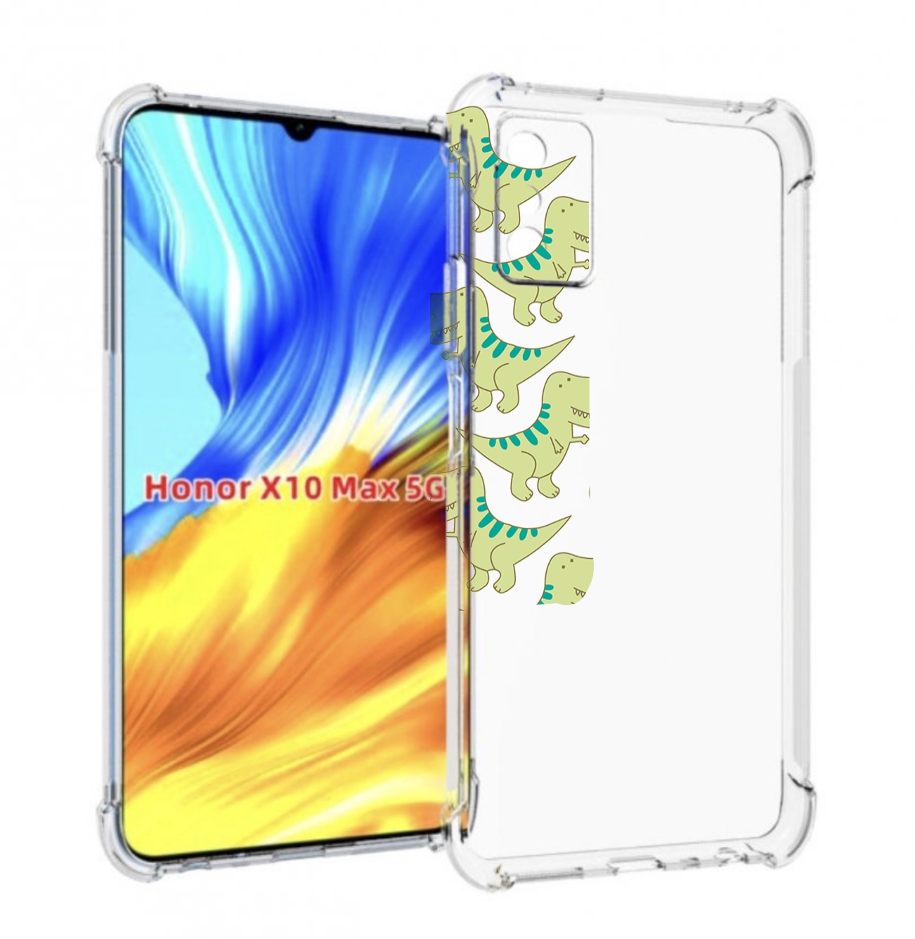 

Чехол MyPads зеленые-динозаврики для Honor X10 Max, Прозрачный, Tocco