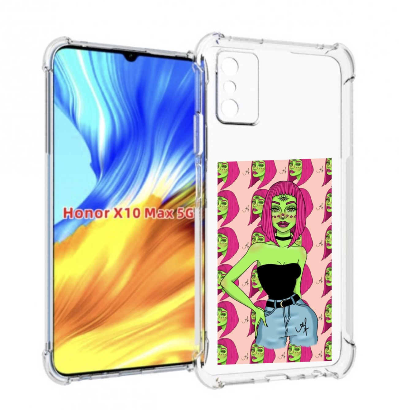 

Чехол MyPads зеленая-девушка-с-глазом женский для Honor X10 Max, Прозрачный, Tocco