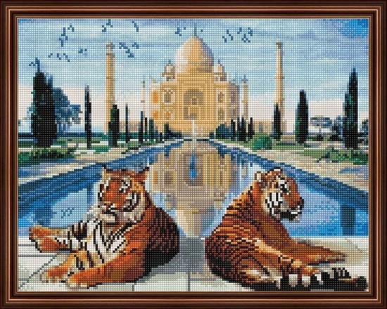 

PaintBoy Алмазная вышивка Два тигра у Тадж-Махала VA391, 40x50 см