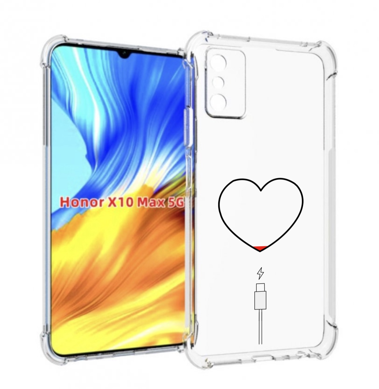 

Чехол MyPads зарядка-сердца для Honor X10 Max, Прозрачный, Tocco