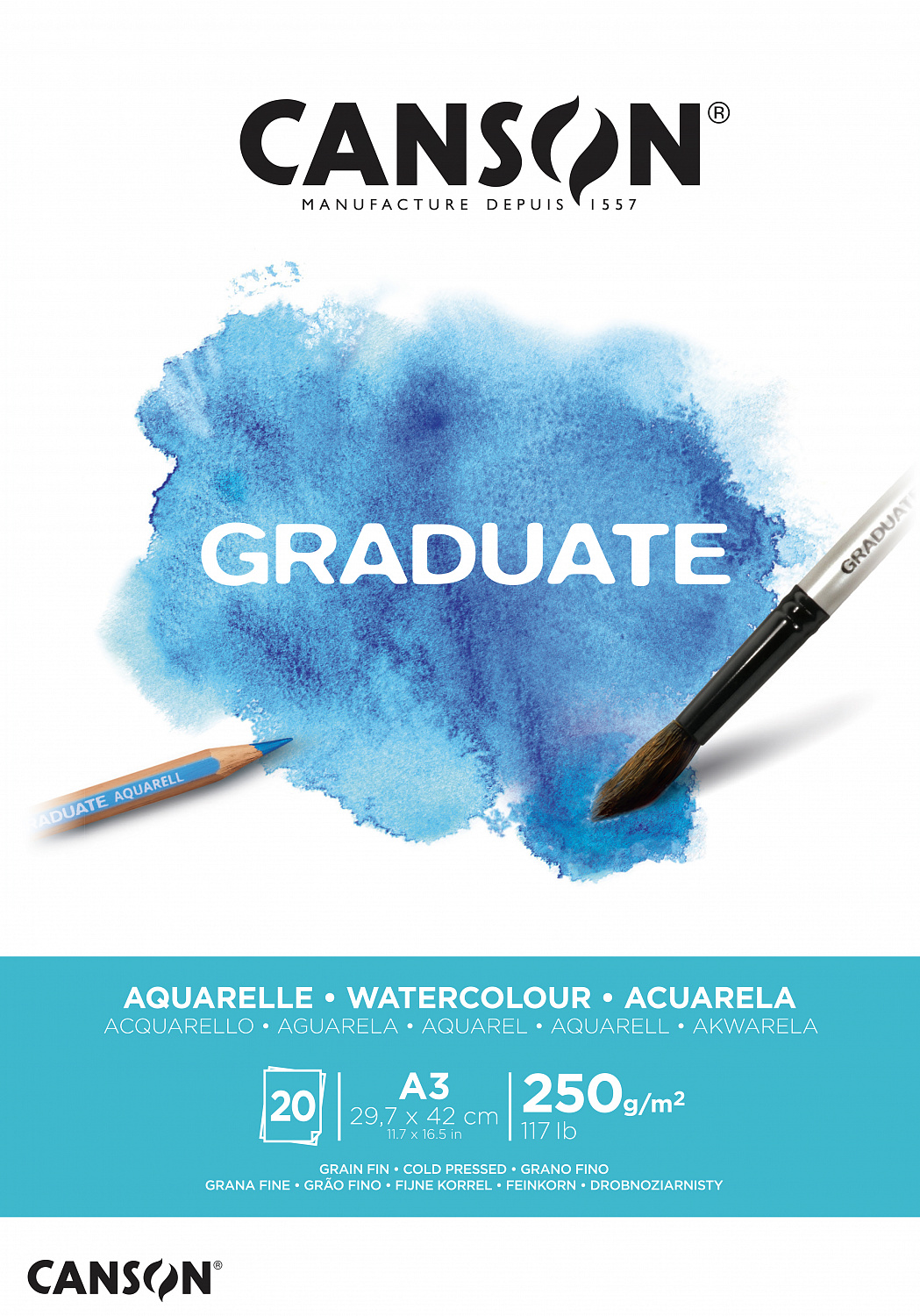 

Альбом-склейка для акварели Canson Graduate 29,7x42 см 20 л 250 г