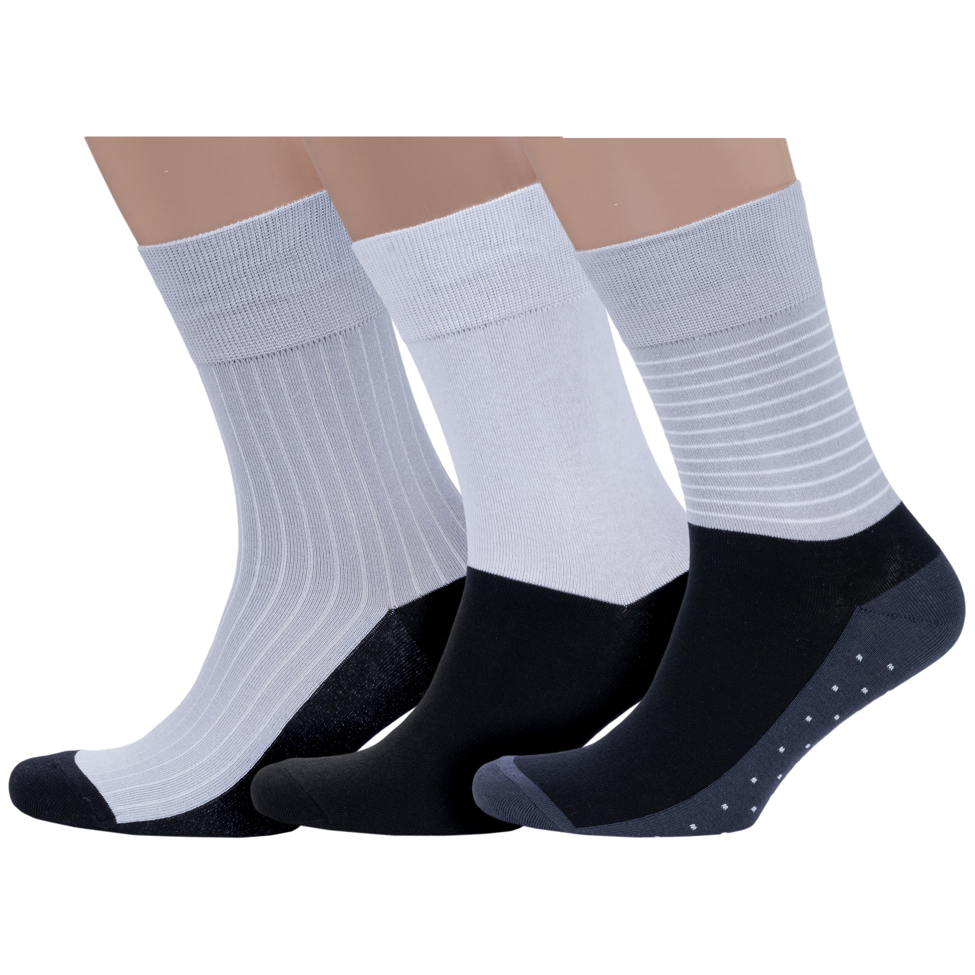 

Комплект носков мужских MoscowSocksClub msk3-М47 разноцветных 27, Серый;белый;черный, msk3-М47