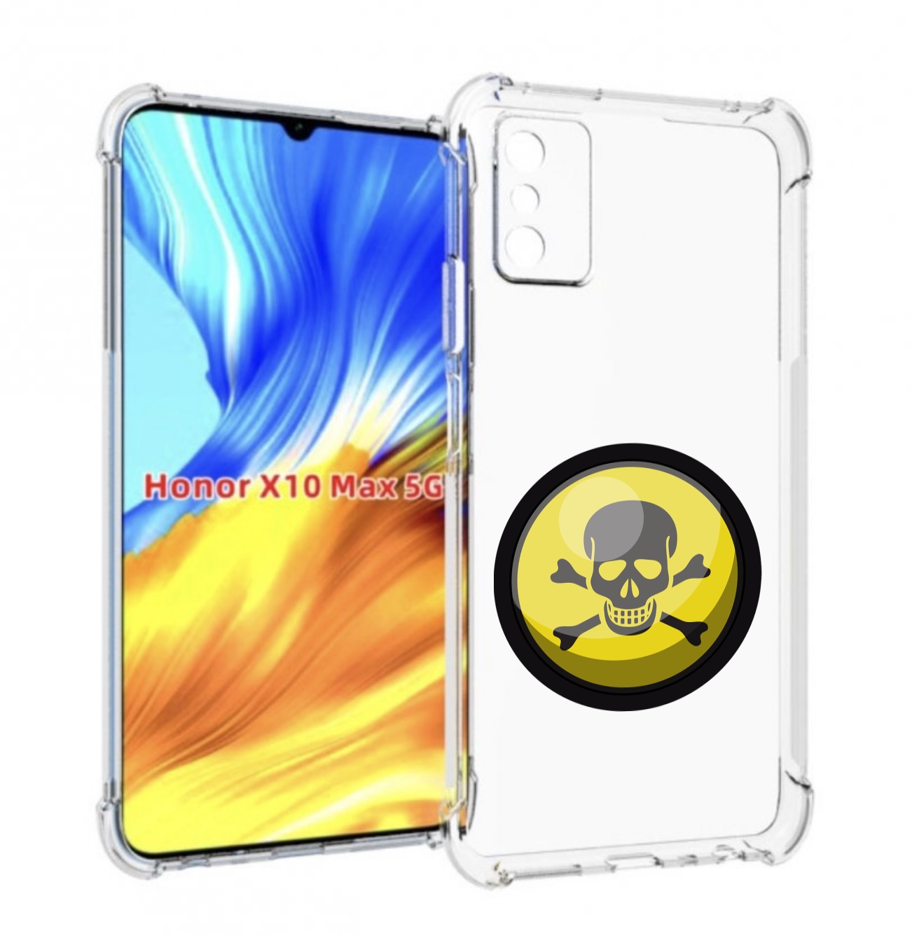 

Чехол MyPads желтый-череп для Honor X10 Max, Прозрачный, Tocco
