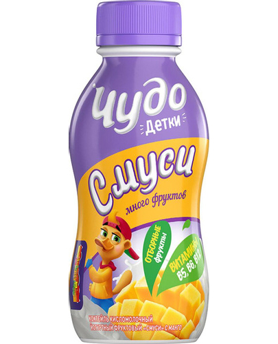 

Коктель йогуртный Чудо детки смузи клубника 2.2% 200 г