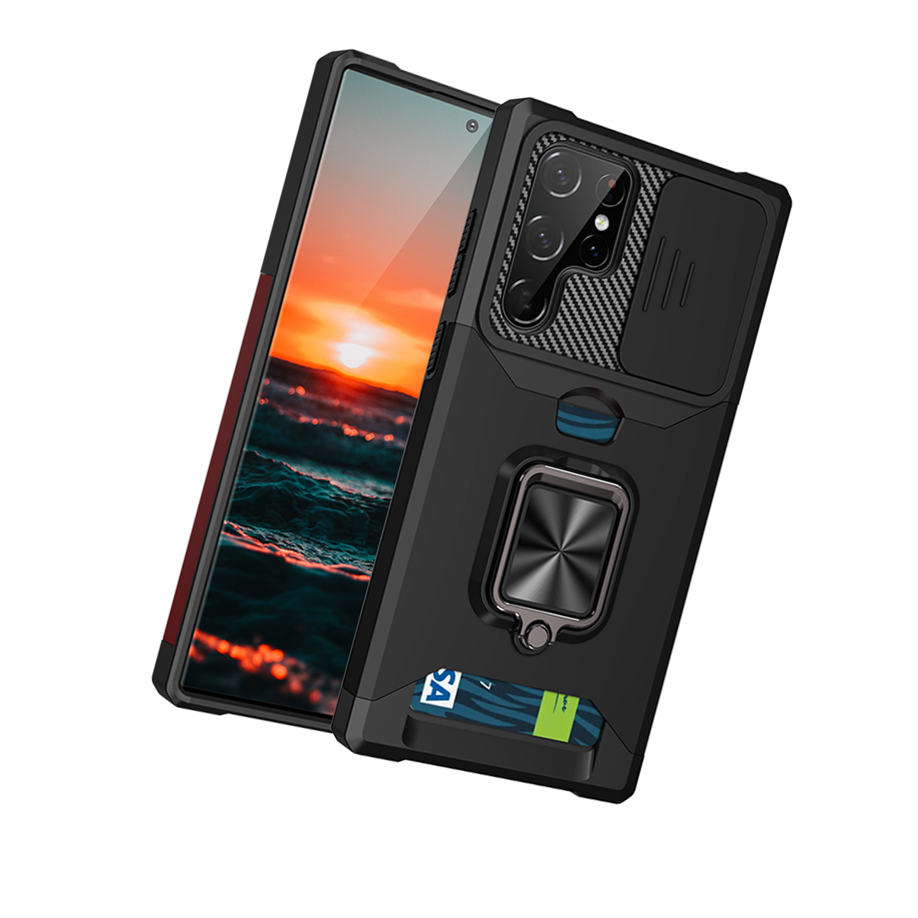 

Противоударный чехол Сard Reader Case для Samsung Galaxy S22 Ultra ,черный, 394853727