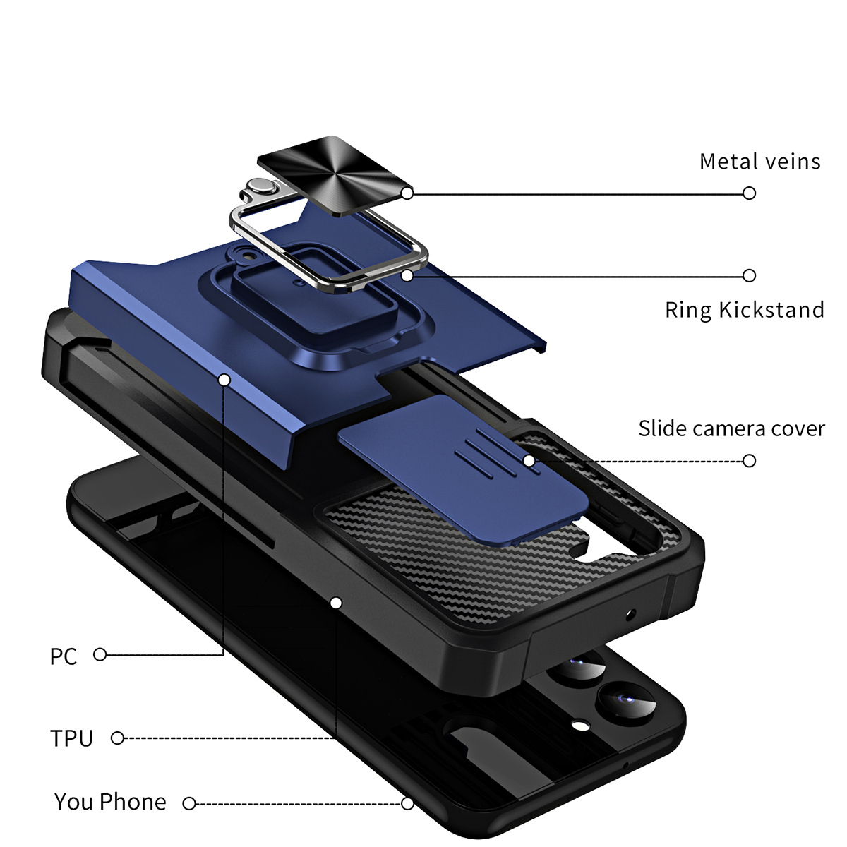

Противоударный чехол Сard Reader Case для Samsung Galaxy S23+ ,синий, 394853593