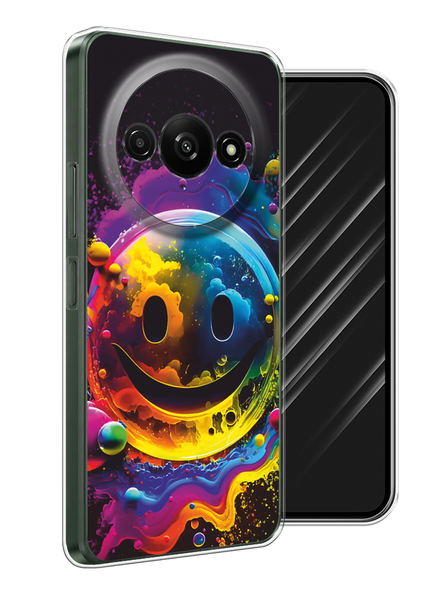 

Чехол Awog на Redmi A3 "Кислотный смайл", Фиолетовый;желтый;синий, 321250-1