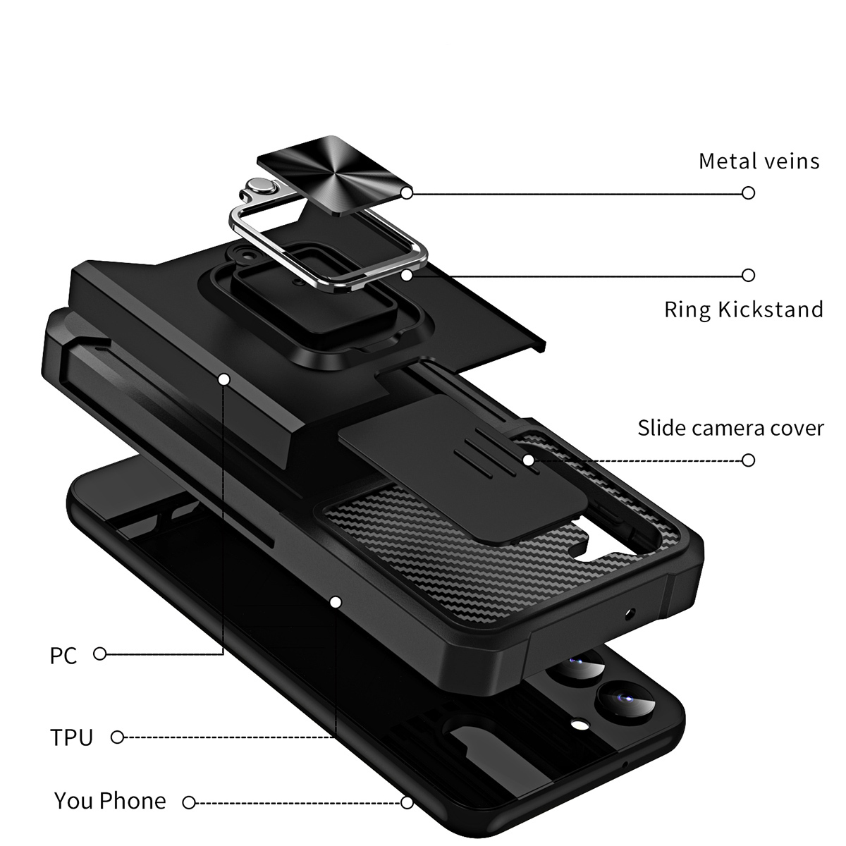 

Противоударный чехол Сard Reader Case для Samsung Galaxy S23 ,черный, 394853580