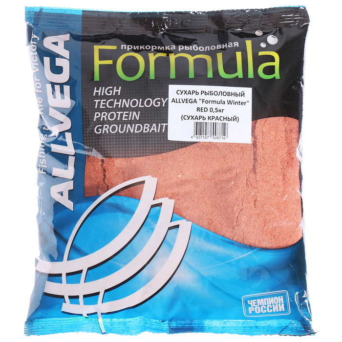 

Сухарь рыболовный ALLVEGA Formula Winter RED 0,5 кг, сухарь красный