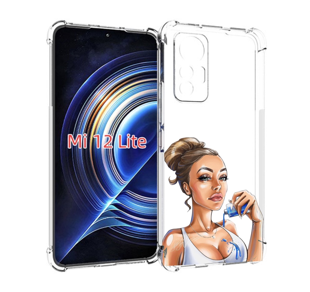 

Чехол MyPads девушка-пролила-краску женский для Xiaomi 12 Lite, Прозрачный, Tocco
