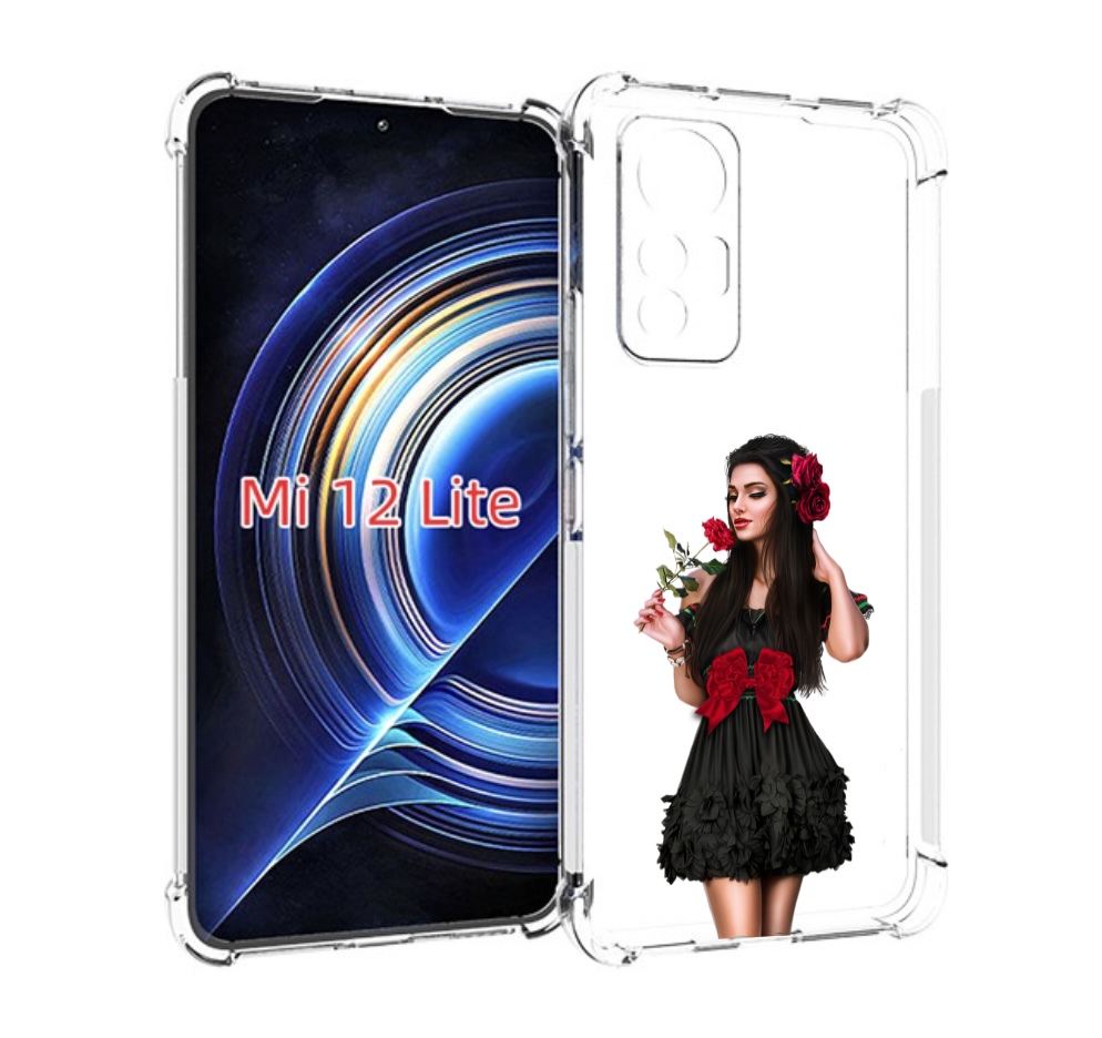 

Чехол MyPads девушка-в-черном-платье-с-розой женский для Xiaomi 12 Lite, Прозрачный, Tocco