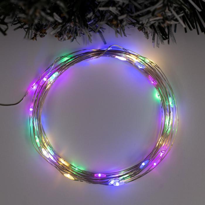 фото Гирлянда «нить» 5 м роса, ip65, серебристая нить, 50 led, свечение мульти, 8 режимов, aaх3 luazon lighting