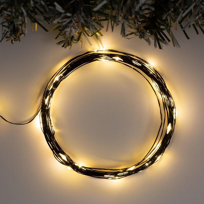 

Светодиодная нить Luazon Lighting Нить роса 5 м белый теплый, Нить роса