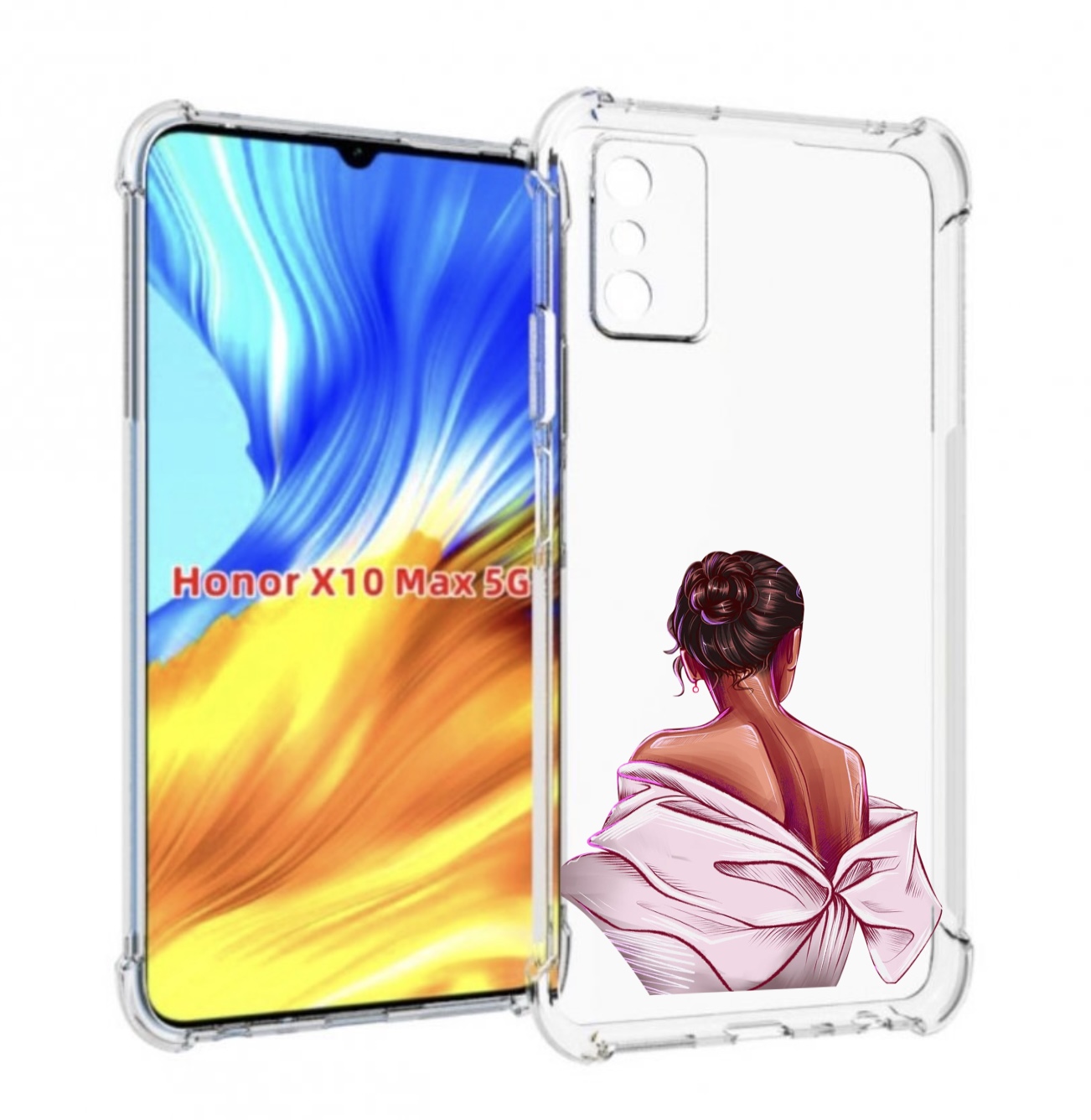 

Чехол MyPads девушка-со-спины женский для Honor X10 Max, Прозрачный, Tocco