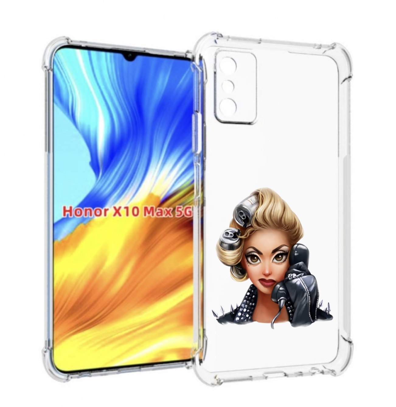 

Чехол MyPads девушка-смайлик-с-телефоном женский для Honor X10 Max, Прозрачный, Tocco