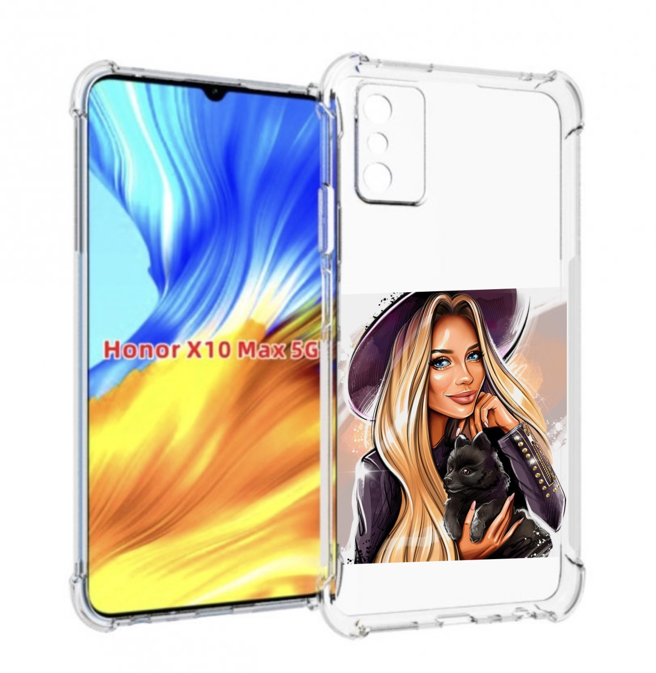 

Чехол MyPads девушка-с-черным-щенком женский для Honor X10 Max, Прозрачный, Tocco