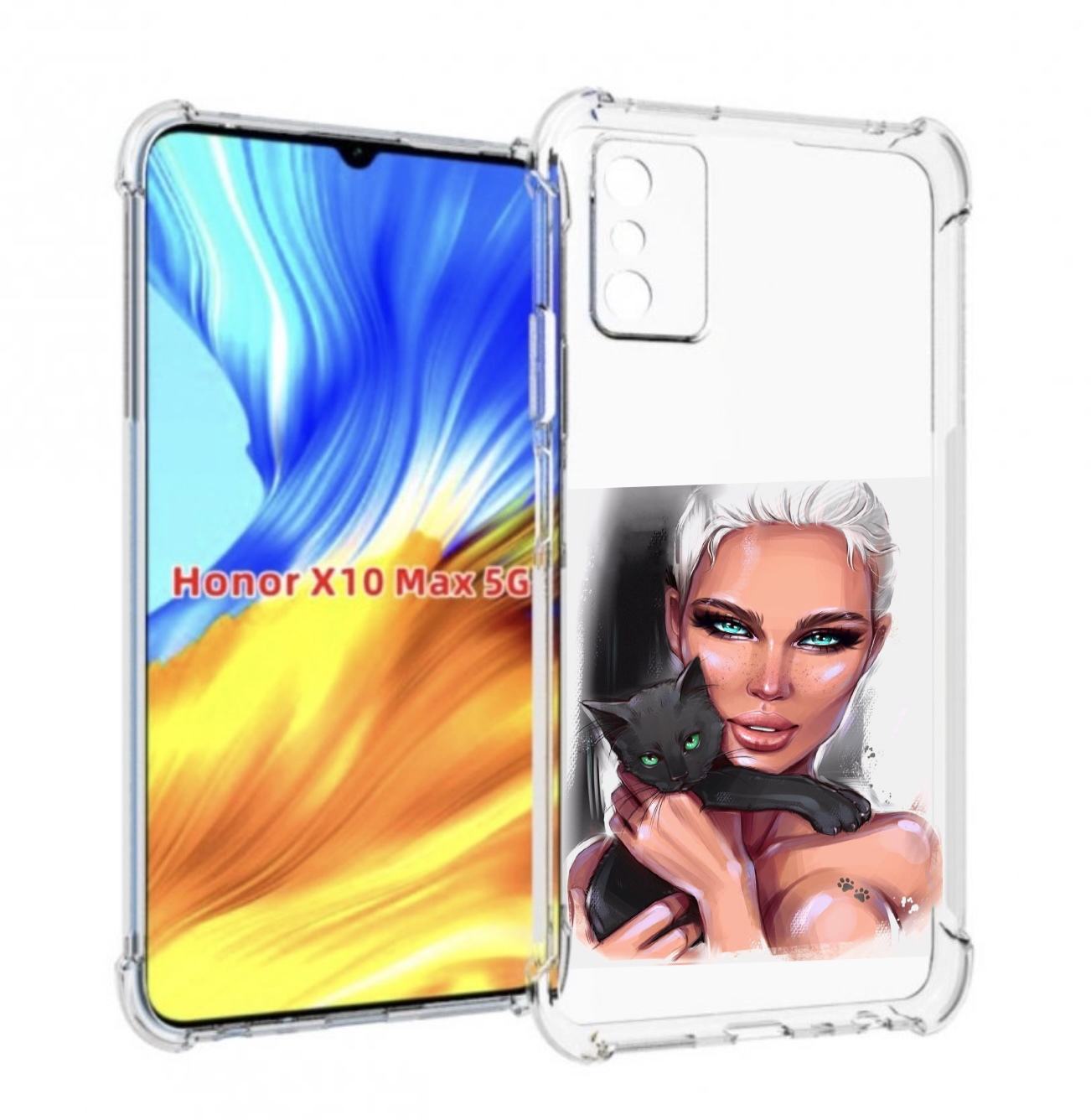 

Чехол MyPads девушка-с-черным-котиком женский для Honor X10 Max, Прозрачный, Tocco