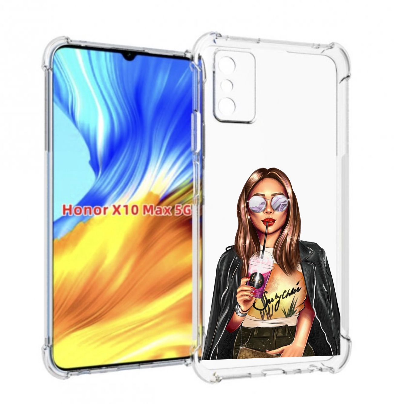 

Чехол MyPads девушка-с-фиолетовым-коктейлем женский для Honor X10 Max, Прозрачный, Tocco