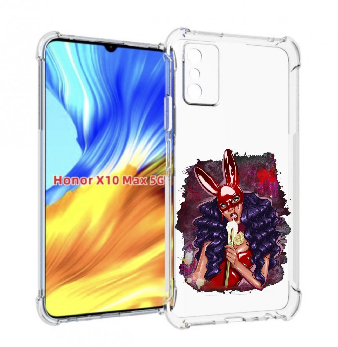 

Чехол MyPads девушка-с-текучей-маской женский для Honor X10 Max, Прозрачный, Tocco