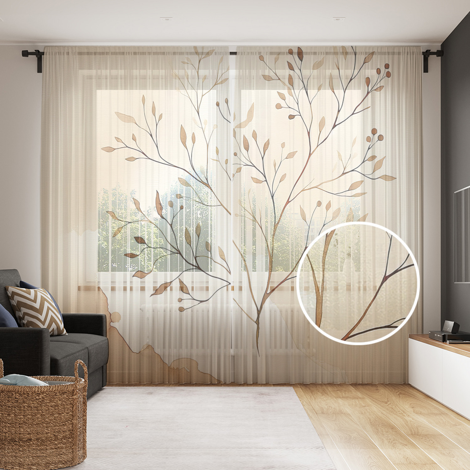 

Тюль JoyArty Одинокая веточка 290x265, tul_sd3130_145x265