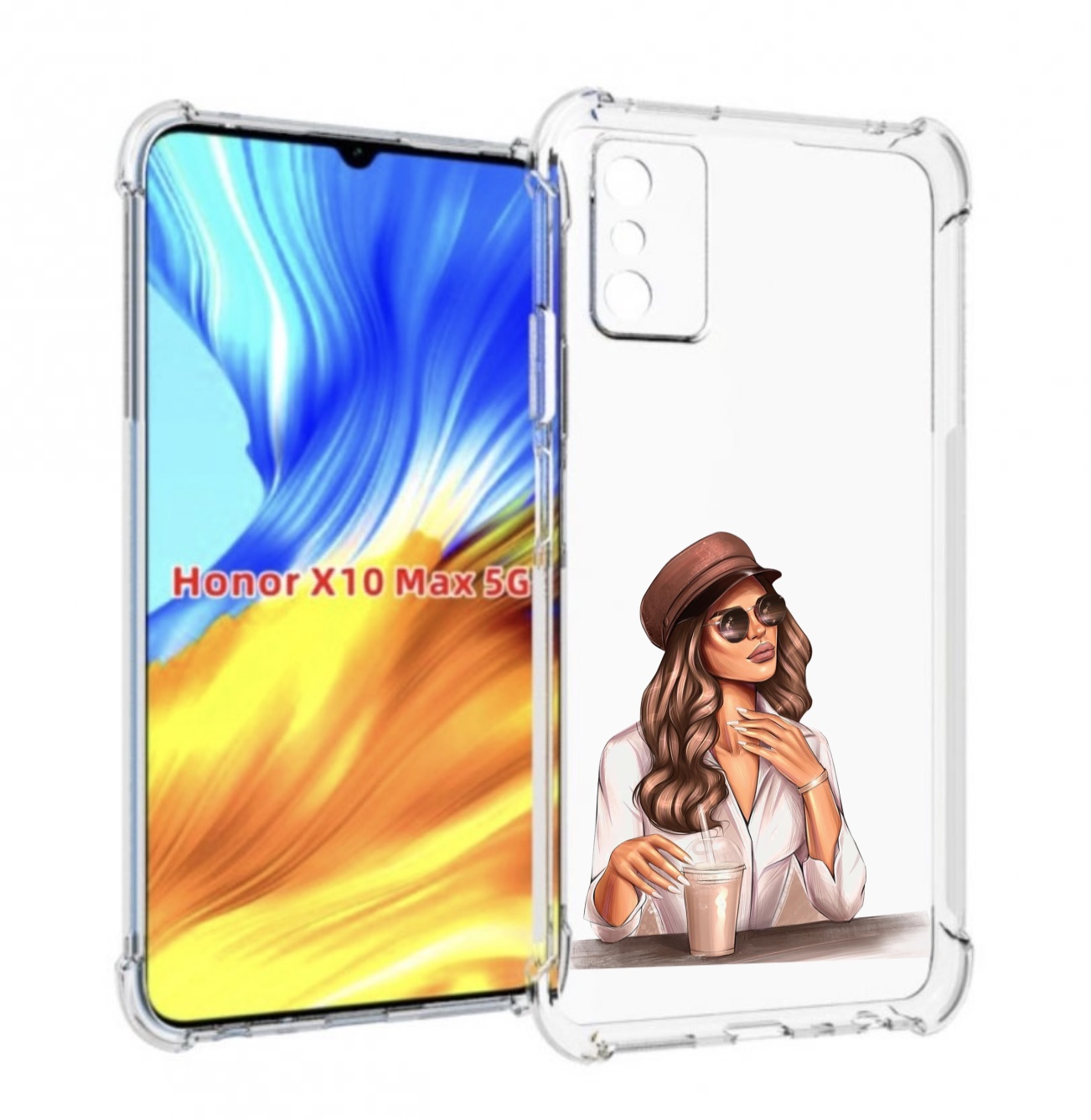 

Чехол MyPads девушка-с-милкшейком женский для Honor X10 Max, Прозрачный, Tocco