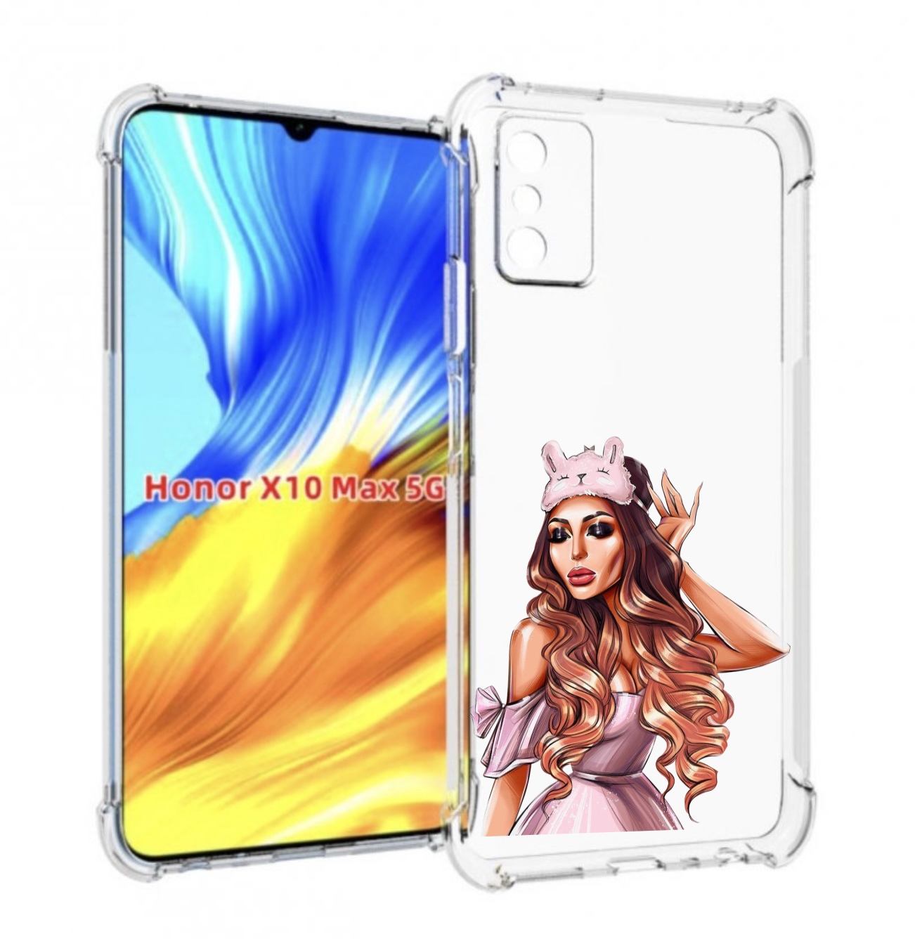 

Чехол MyPads девушка-с-маской-для-сна женский для Honor X10 Max, Прозрачный, Tocco