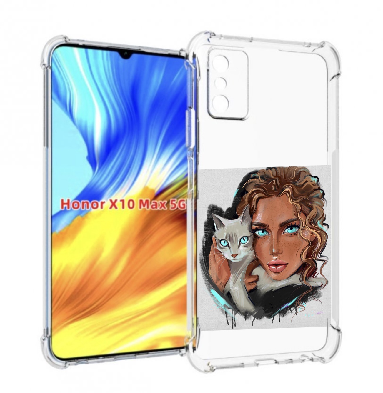 

Чехол MyPads девушка-с-котом-голубые-глаза женский для Honor X10 Max, Прозрачный, Tocco