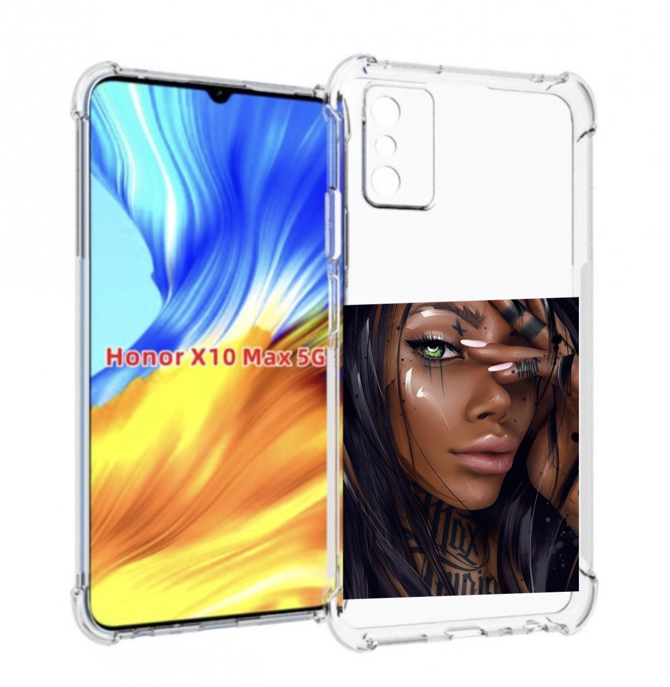 

Чехол MyPads девушка-с-зелеными-глазами-яркими для Honor X10 Max, Прозрачный, Tocco
