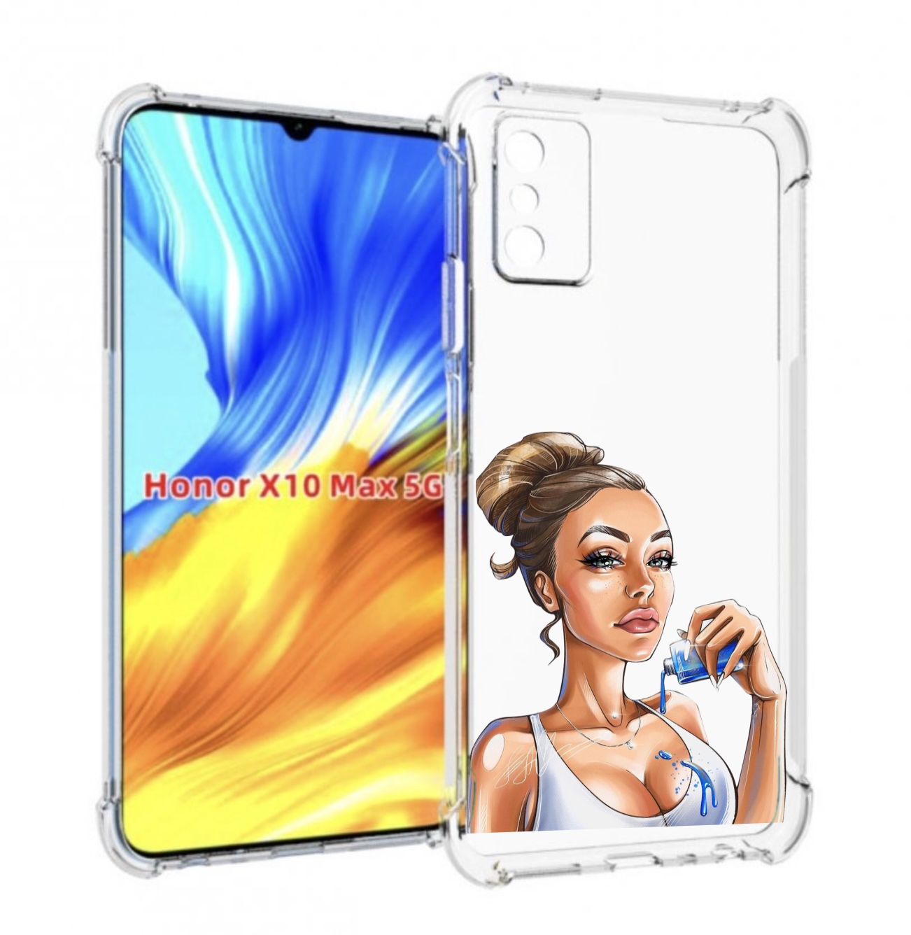 

Чехол MyPads девушка-пролила-краску женский для Honor X10 Max, Прозрачный, Tocco