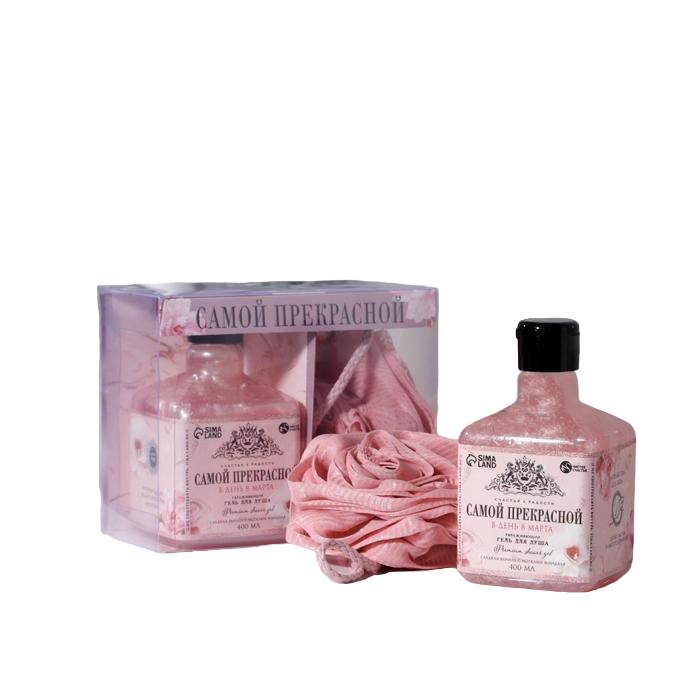 

Набор «Самой прекрасной»: гель для душа, аромат ваниль и минадаль, 400 мл; мочалка для тел, 8 Марта